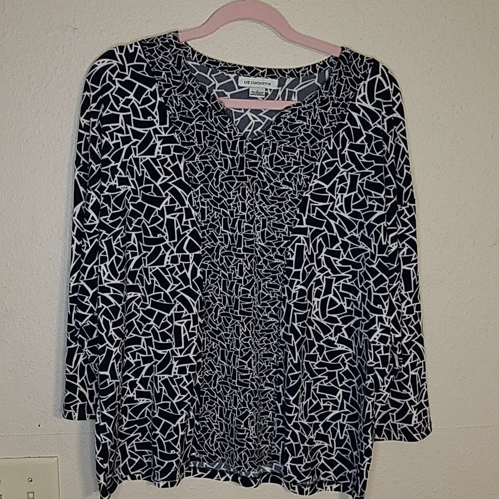 Liz Claiborne blue and white blouse size large